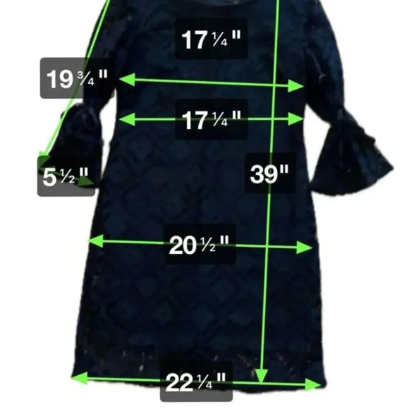 R&K Black Lace Dress Tie Sleeve Shift Cocktail Party Size 12 - Picture 9 of 9